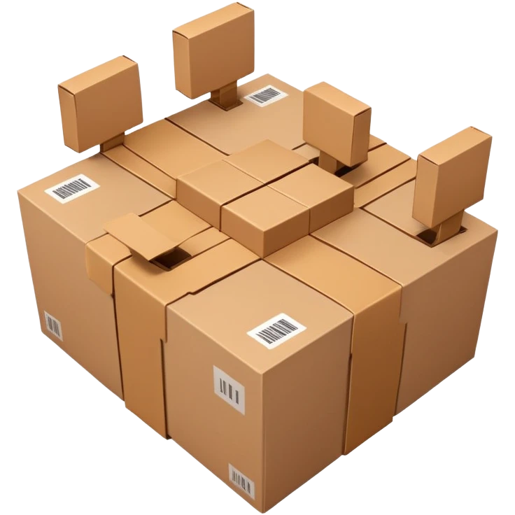 network in a circle with brown packages at intersection points emoji