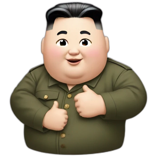 super fat Kim jong un wear Gucci shirt and thumbs up emoji