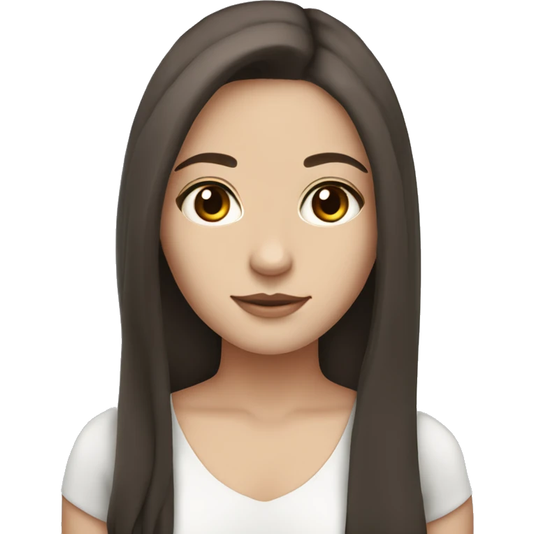 Pretty White skin girl with long dark brown hair and brown eyes emoji