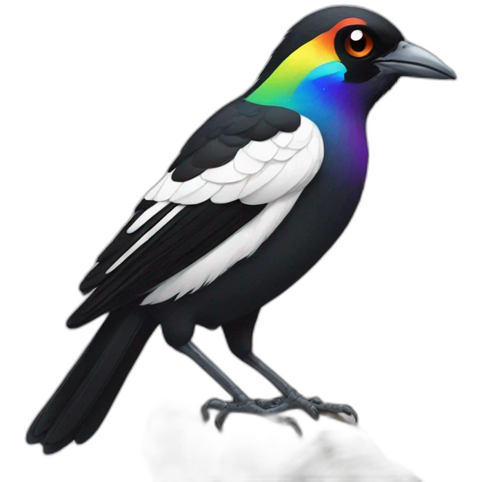 Magpie with rainbow eyes emoji