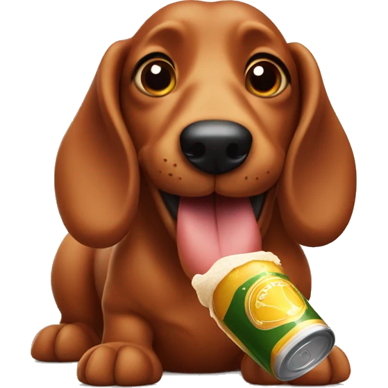 Sausage dog with a beer emoji