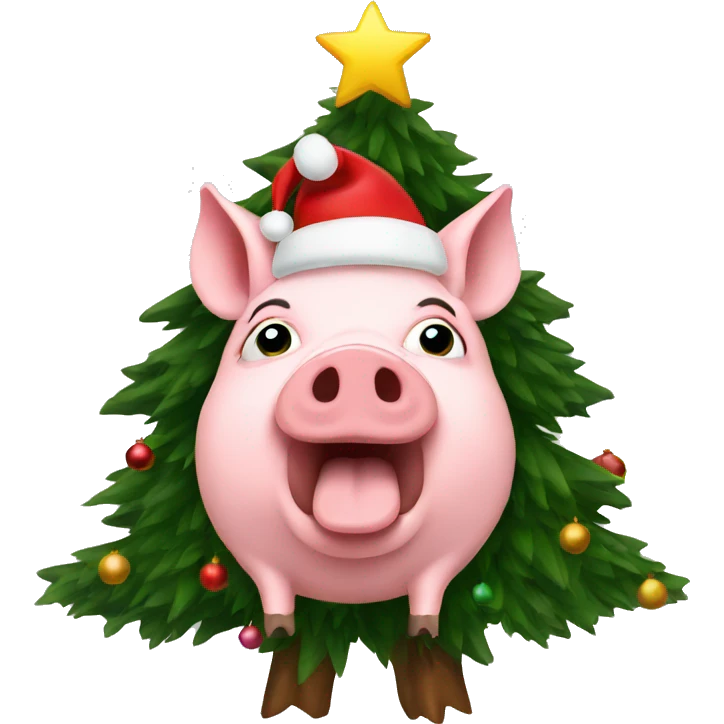 Pig Christmas tree emoji