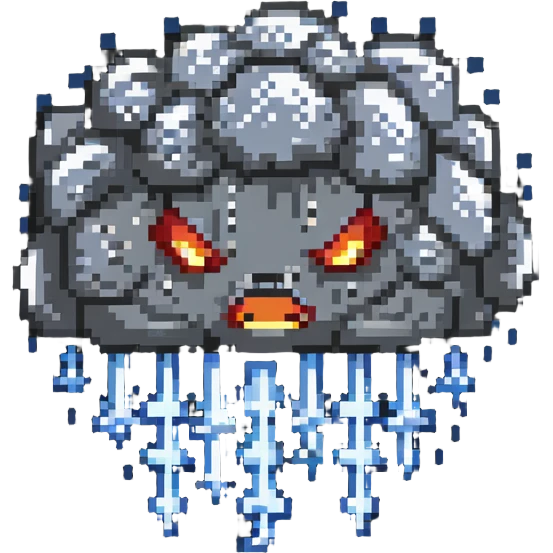 angry storm cloud with rain and thunder emoji