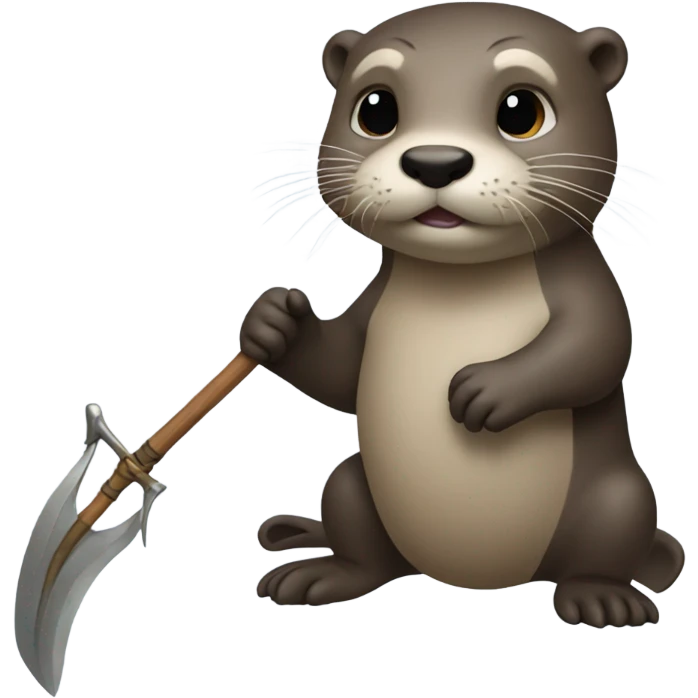 Otter holding trident emoji