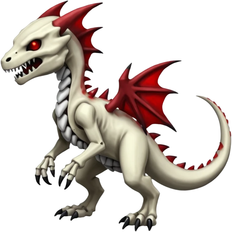 Shiny White Evil Glowing Eldritch Skeletal Creepy Edgy Badass Cool Marowak-Salandit-Duskull-Darkdramon-fusion with bloody red markings emoji