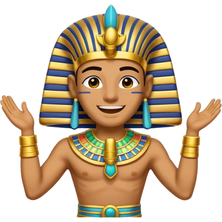Discord emoji for "RA Silkroad", Ancient Egyptian theme, funny Pharaoh clapping hands laughing, cartoonish, colorful, shiny gold, small and clear.
 emoji