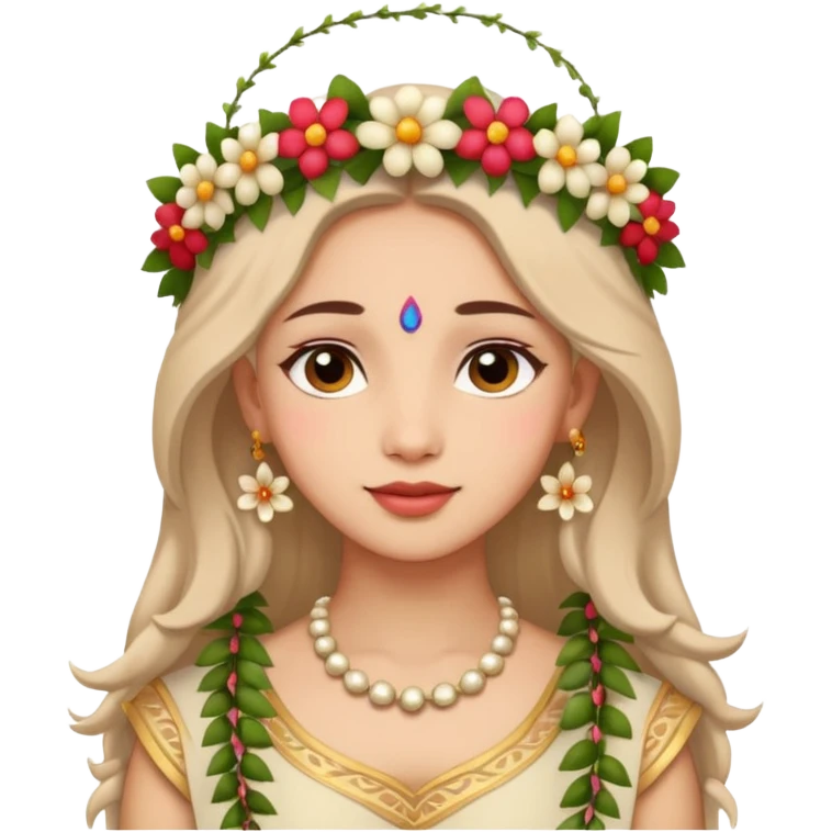graceful and gentle Radhe with flower garland emoji