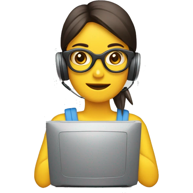 chica morocha con una computadora emoji