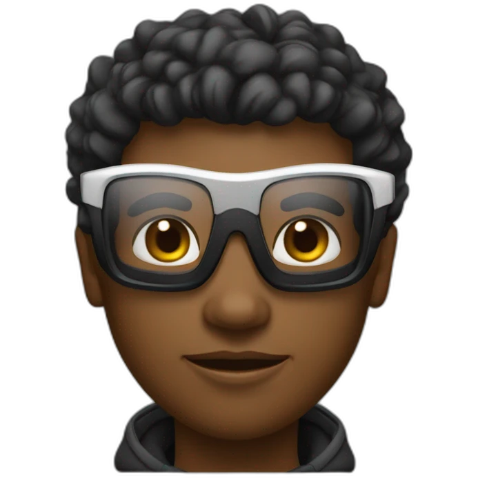 Un garçon noir à das lunettes de ski emoji