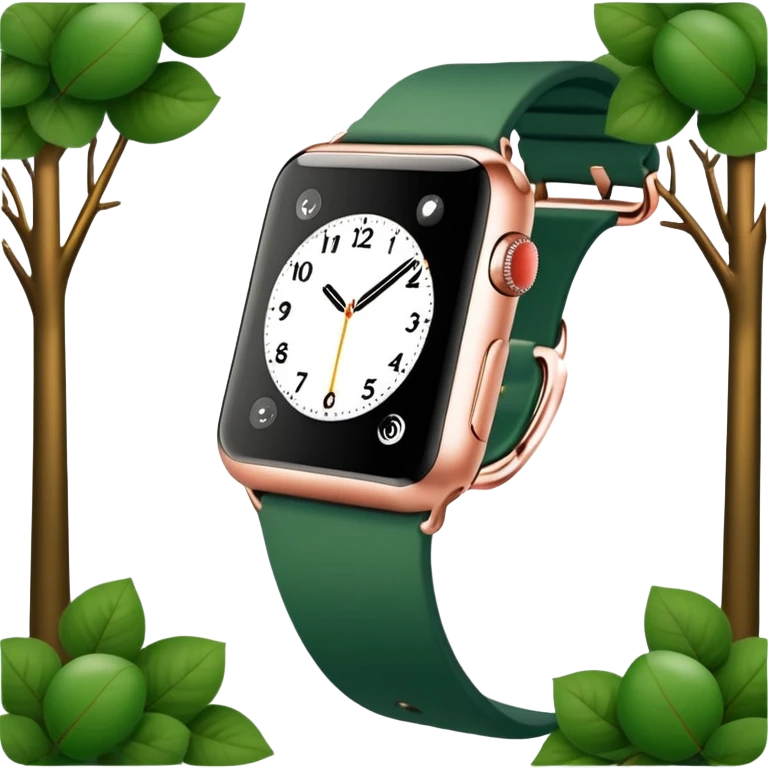 rose gold apple watch with forest green band emoji