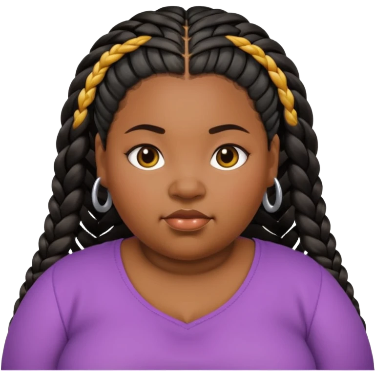 Fat girl black and has cornrows and there Long emoji