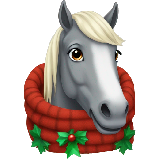 horse with a cozy Christmas rug emoji