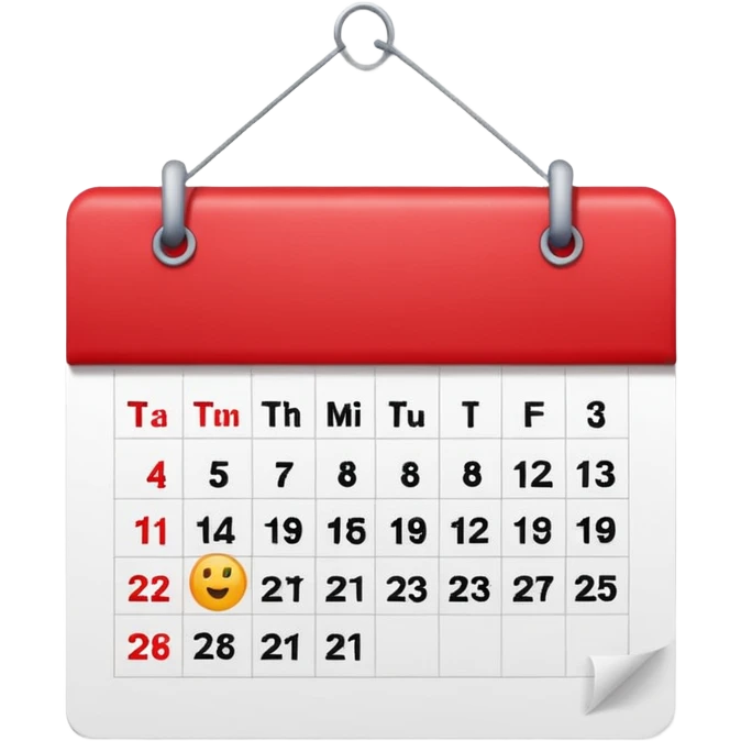 calendar with a red top emoji