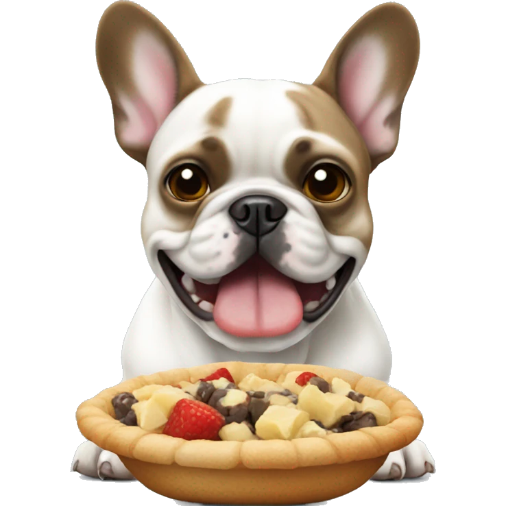 French bulldog eating emoji