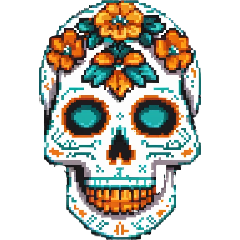 teal and orange sugar skull emoji