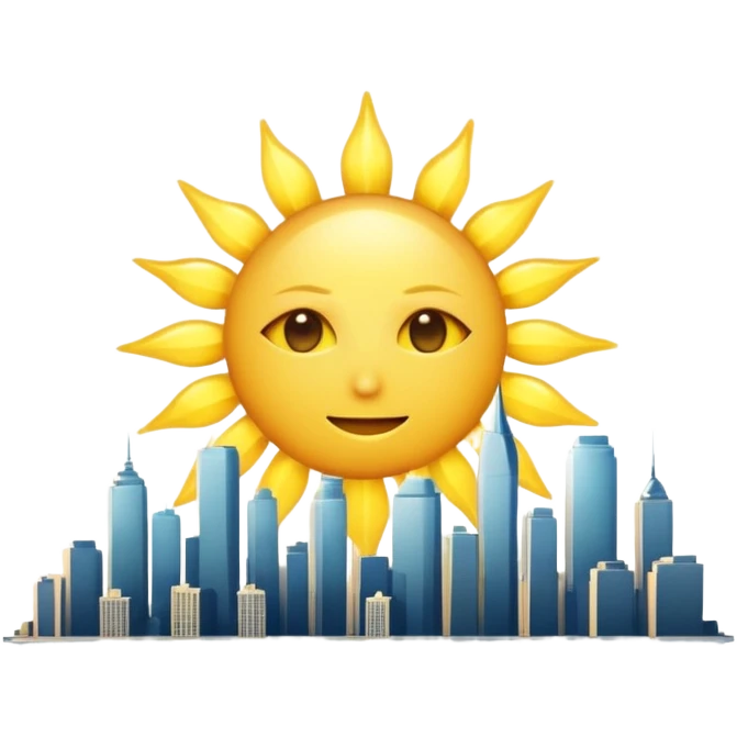 A SHINING AND RADIANT SUN WITHOUT FACE END WITH CITY OR WAVES emoji