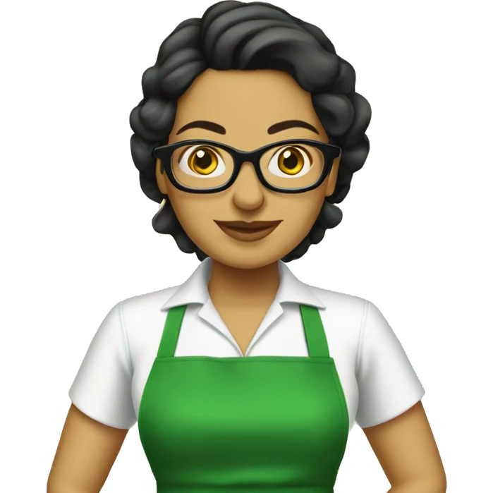 mexican lady green apron  with glasses cooking tacos emoji
