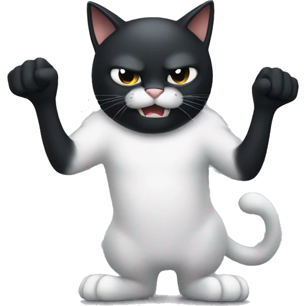 Black cat with white paws angry emoji