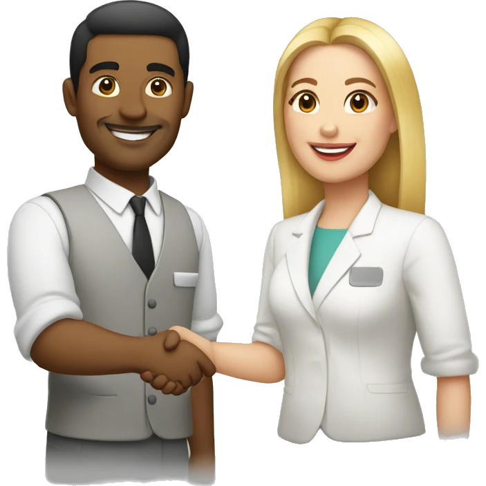 light-skinned restaurateur and blogger shake hands emoji