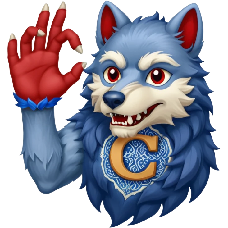 a werewolf hand holding the letter c make the c made out of persian carpet texture emoji