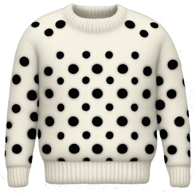 white wool sweater with black dots emoji