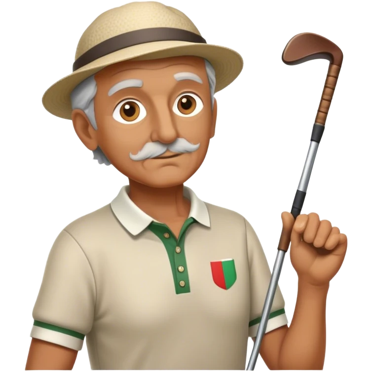 half figure old italian golf player with golf club  emoji