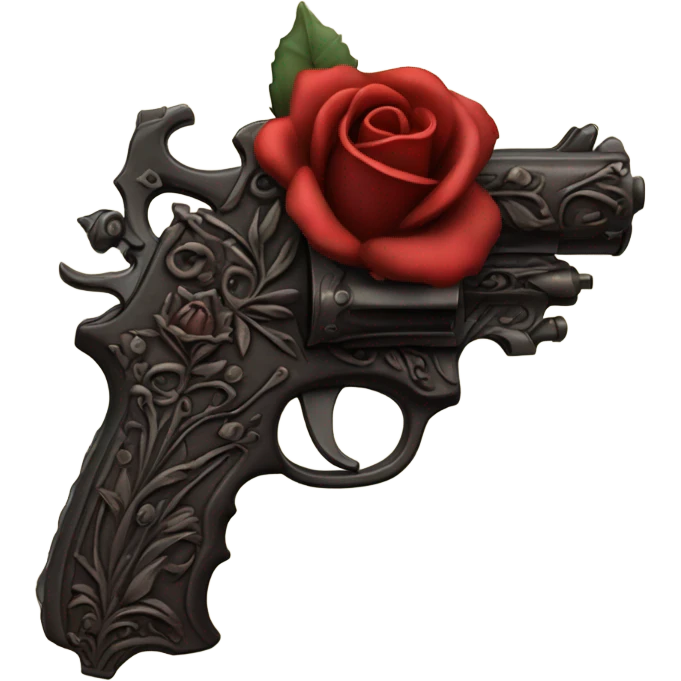 Red ghotic  rose pistol  emoji