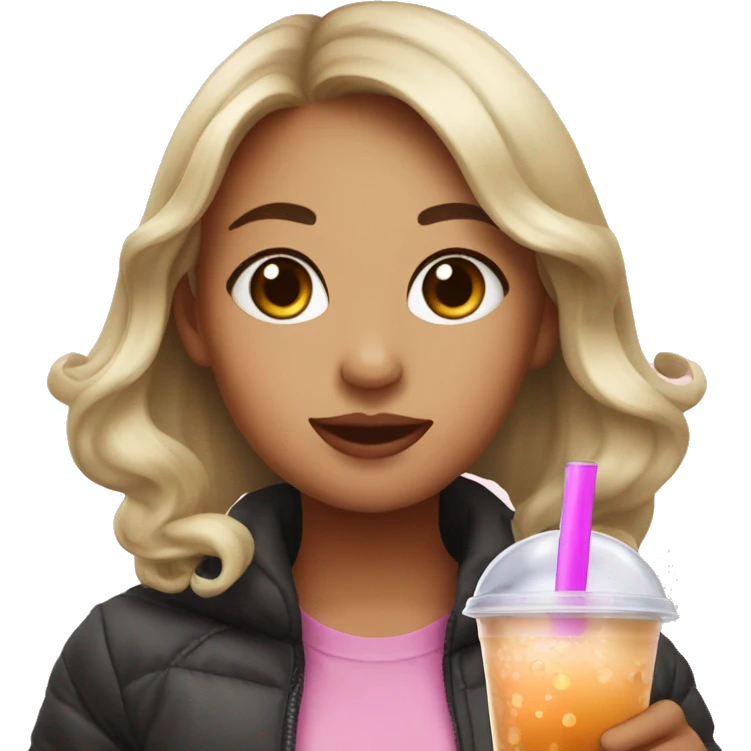 Girl drink bubble tea emoji