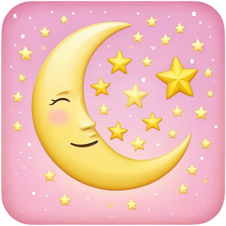 Moon and stars light pink and yellow emoji