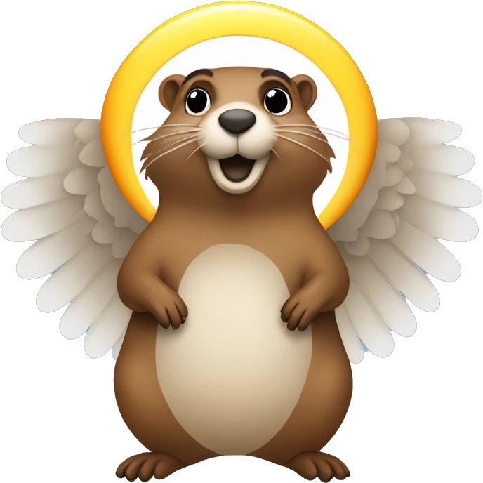 Groundhog with wings and a halo emoji