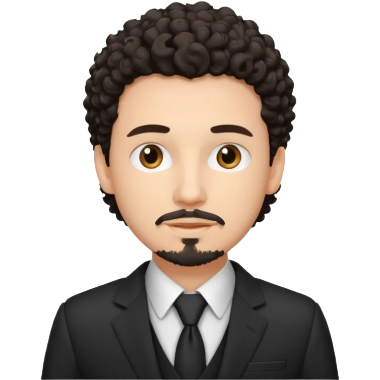 Create a white young man with curly dark hair and Goatee lawer emoji