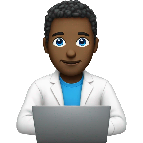 programmer blue eyes with laptop emoji