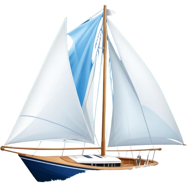 An icon featuring a sleek sailboat with billowing sails cutting through the waves. The design includes the boat's mast, a wind-filled sail, and water splashes, symbolizing the thrill and skill of sailing. Transparent background highlights the elegance and power of wind-driven sports. emoji