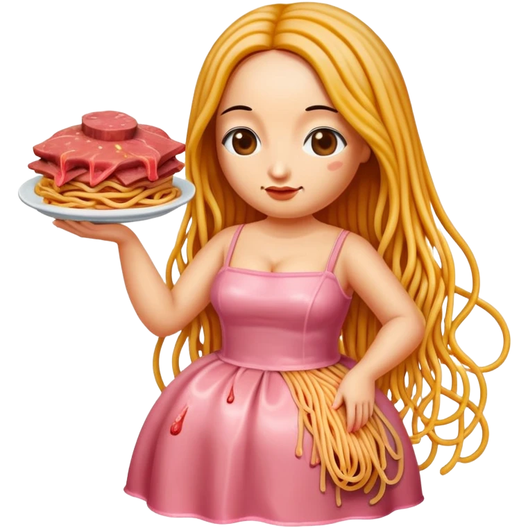  SPAM meat melted pink dripping sauce spaghetti dress monalisa portrait emoji