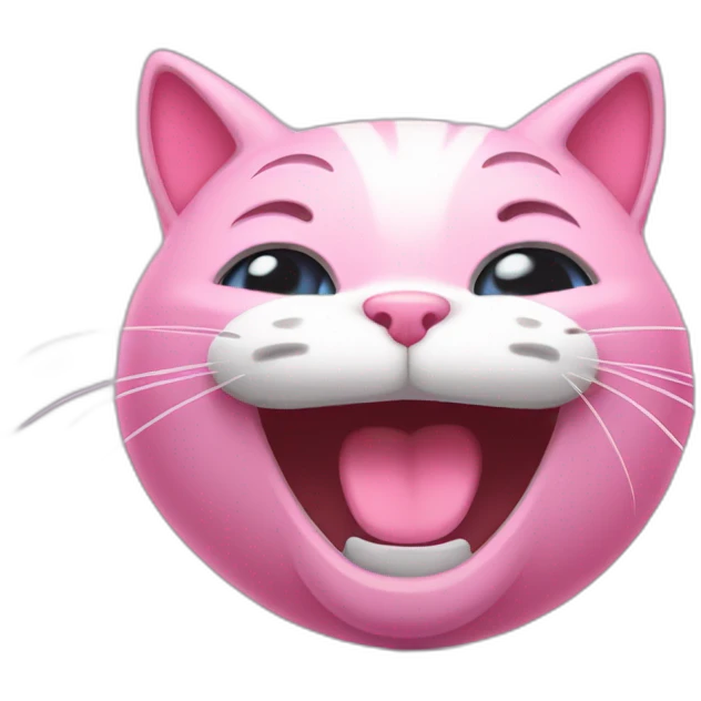 Pink Kitty cat with loud laughter emoji