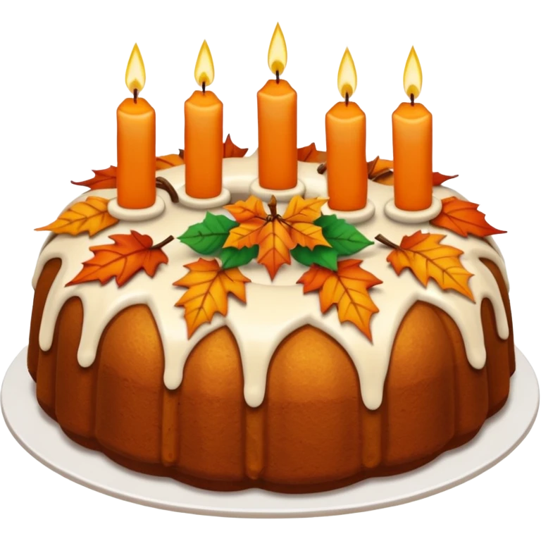 Fall themed Bundt cake with candles emoji