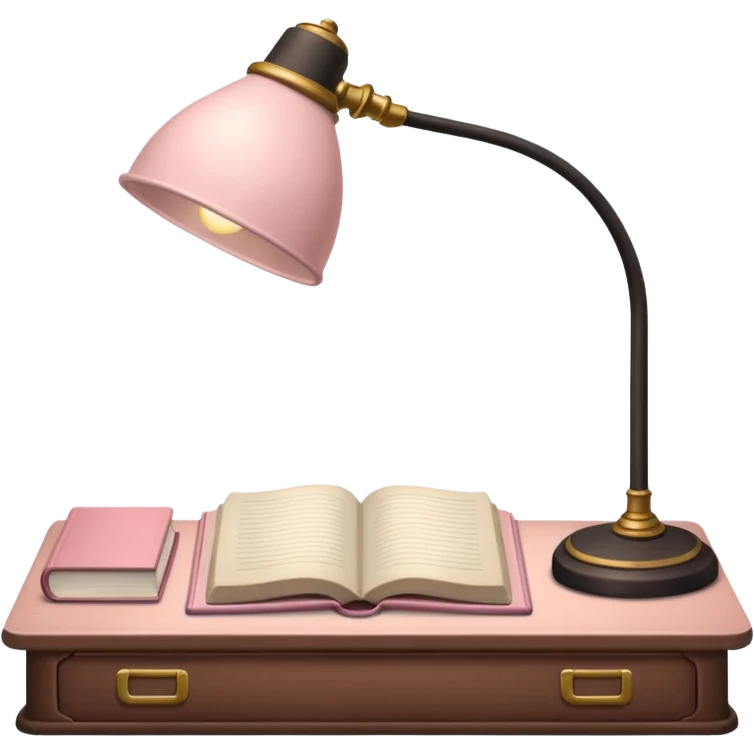 Light Pale Pink Desk and book and Desk lamp emoji
