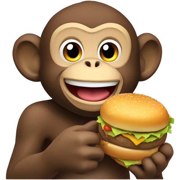 Monkey with burger emoji
