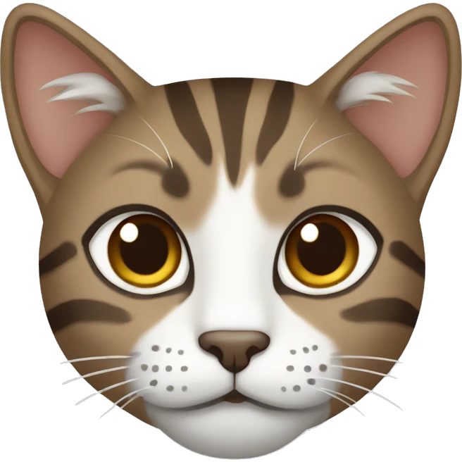 grey and white and brown, centered, tabby cat emoji