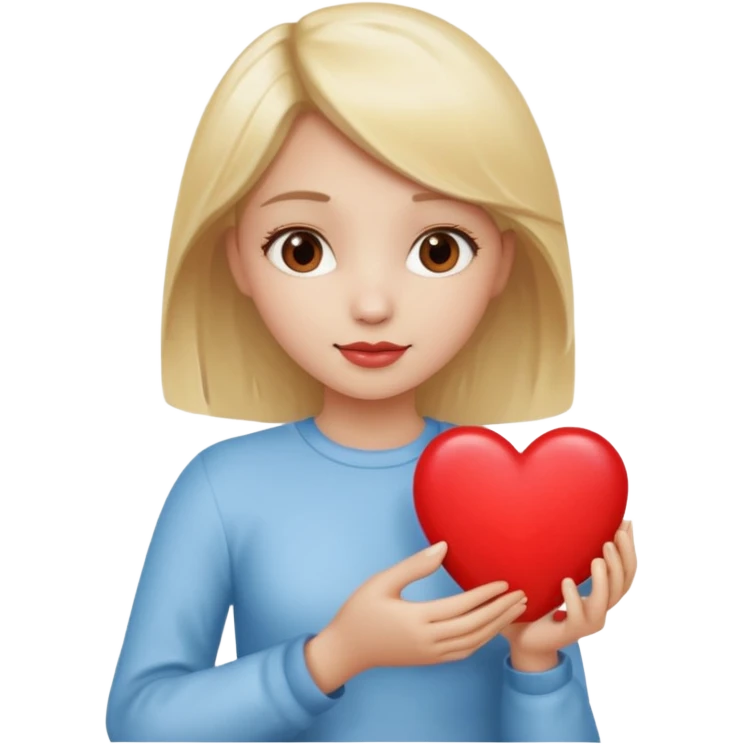 prayer girl blond hair red heart in her hands emoji