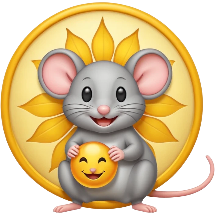 A mouse inside of a gray sun ☀️ 🐭 emoji