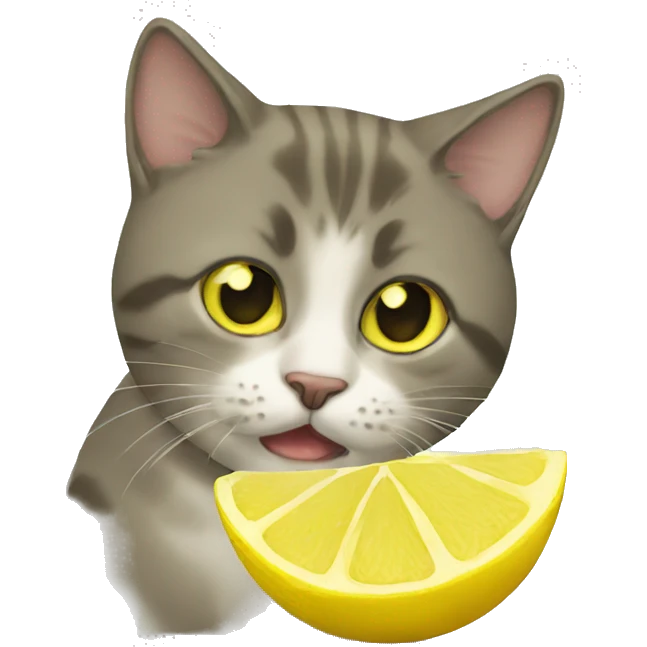 cat eating lemon emoji