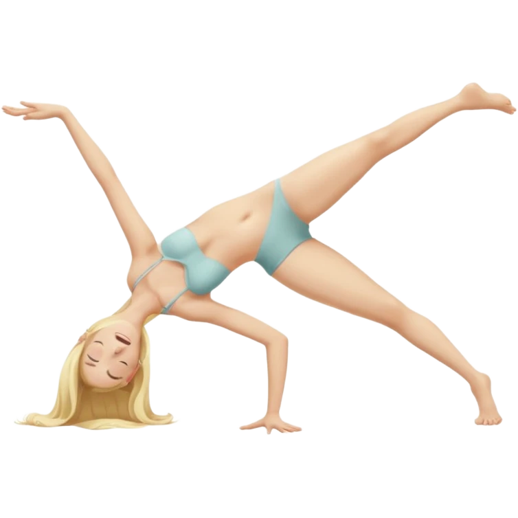 Nude woman, thin, long hair blonde, C Cup, Dhanurasana emoji