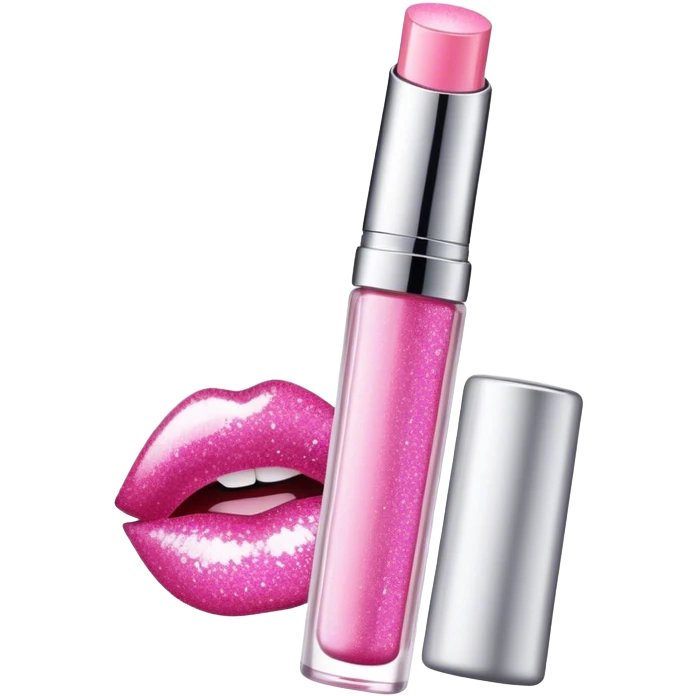 Glitter Light pink lip gloss container  emoji