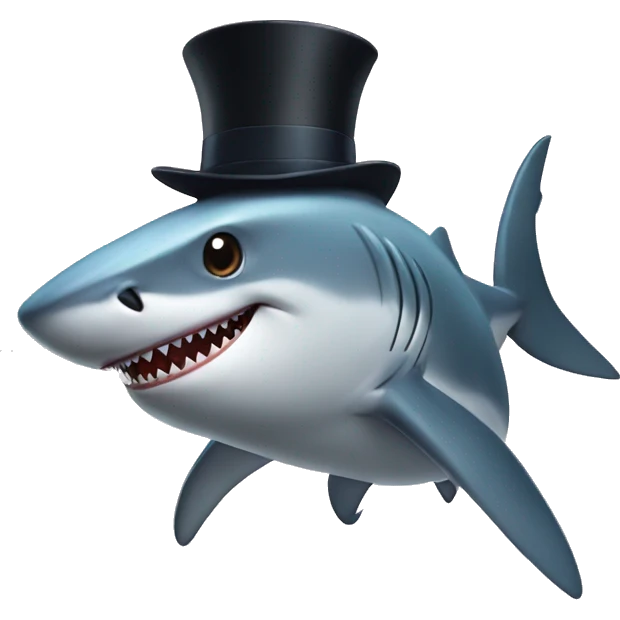 Shark with a top hat emoji