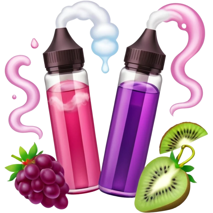dubbel duo vape, pink, grape ice and strawberry kiwi emoji