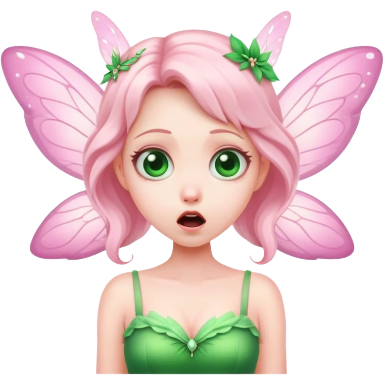 pink fairy in green dress shock emoji