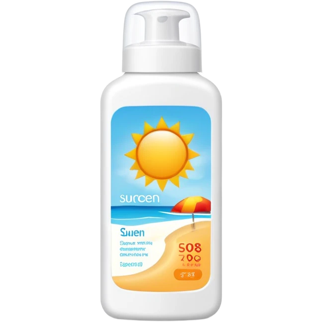 sunscreen bottle with sun protection emoji