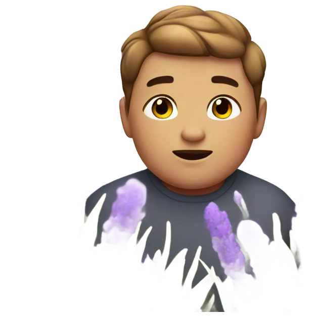 Chubby and cute boy in lavender farm  emoji