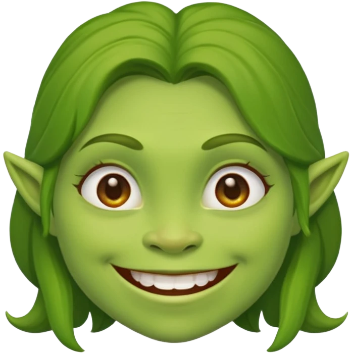 Fiona from Shrek, green ogre girl, happy emoji